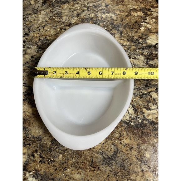 Vintage GLASBAKE J2352 Solid White Milk Glass Oval Divided Serving Dish Bowl - Picture 5 of 5